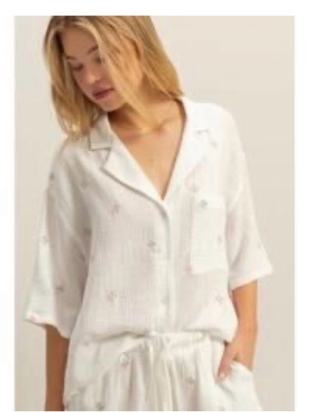 HYFVE 100% Cotton Embroidered Floral Pajama Set Size L